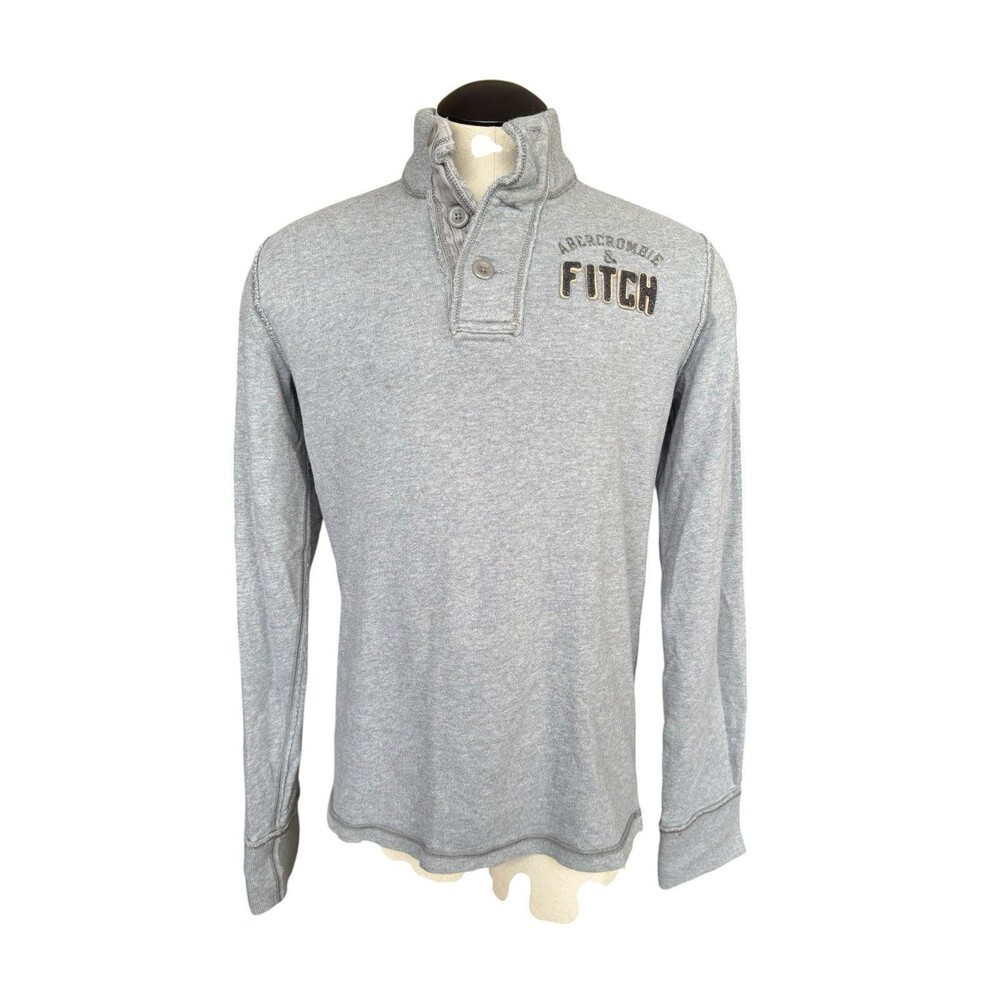 VTG Y2K Abercrombie & Fitch Muscle Sweatshirt M 1/4 Button Henley Preppy XL